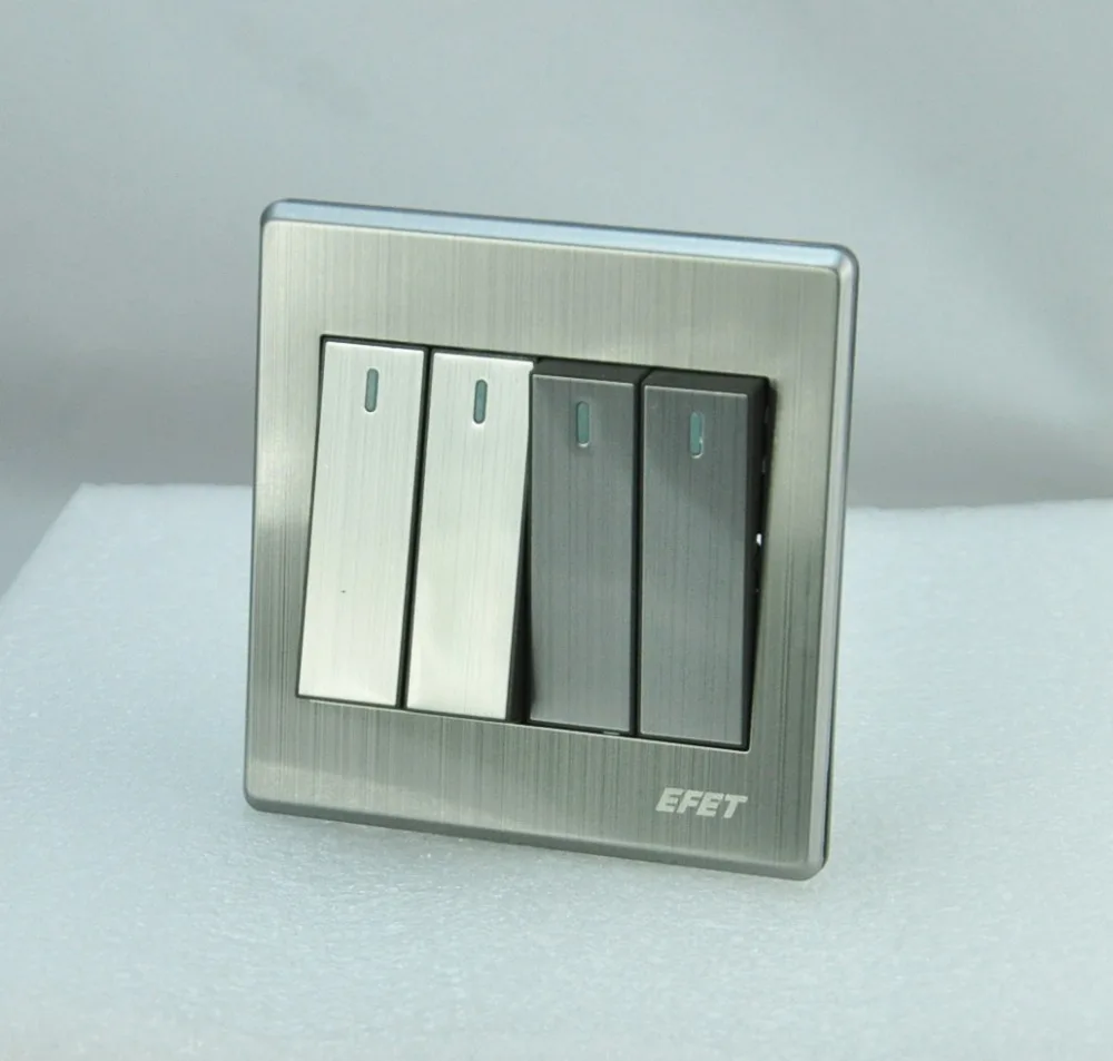 Роскошный настенный выключатель панель света 4 банды 2 пути кнопочный 16А 110 ~ 250 В 220