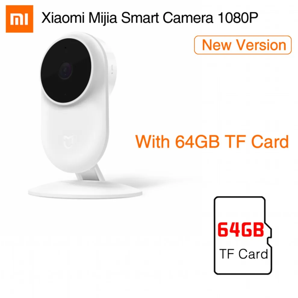 Обновленная версия, Оригинальная Xiaomi Mijia Ai камера для персонального компьютера 1080 P Full HD качество инфракрасного ночного видения 130 градусов супер широкий угол - Цвет: Add 64GB Card