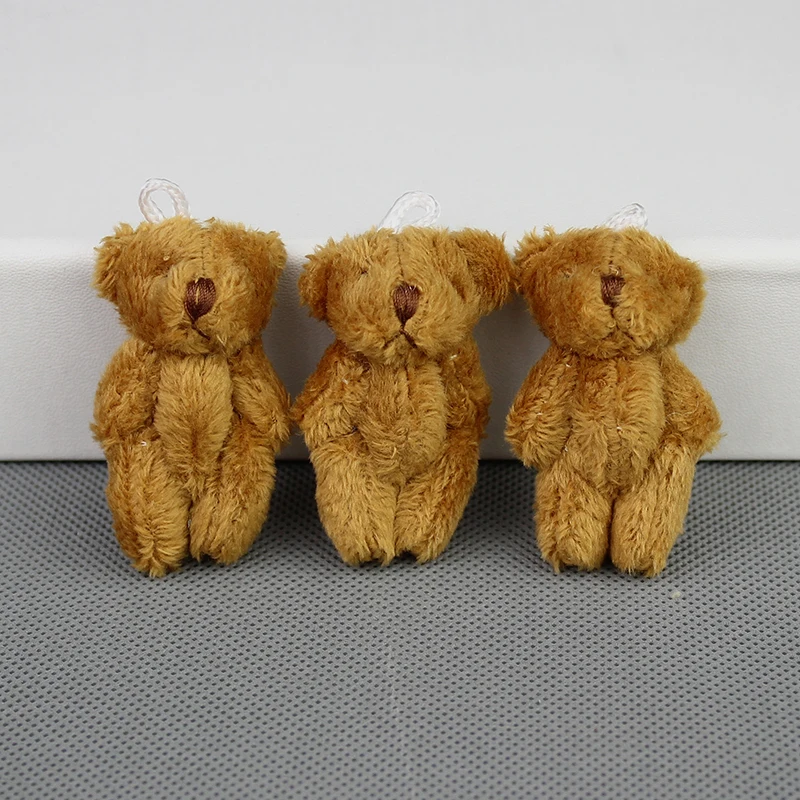 H 4.5cm Мини Мягкая совместный медведь мишка длинное шерстяное Плюшевые мишки
