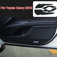 bbqfuka new 4 pcs for eight generation toyota camry 2018 interior door anti kick pad protection mat carbon fiber stickers