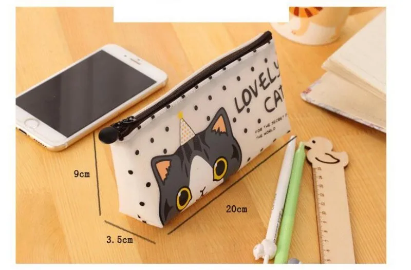 Kawaii cat школьные пеналы для школы милые силиконовые водонепроницаемые пеналы для девочек детский подарок zakka офисные школьные принадлежности