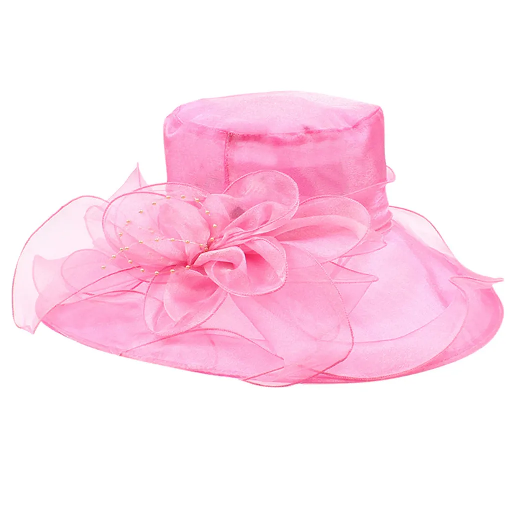 hot pink SAGACE, женская шляпа из органзы, церковь Кентукки, Дерби, чародей, свадебные, вечерние, Свадебные шляпы, кепки для женщин - Цвет: hot pink