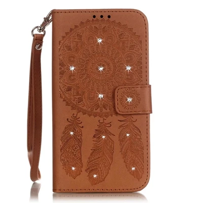Brown Тиснение палку дрель колокольчик кожаный чехол для iphone7 7 s 4.7 дюймов флип сотовый телефон кожаный чехол - Цвет: Brown