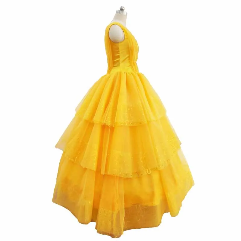 2019 Princess Belle Beauty And the Beast Adult Fairytale Long Gown Costume PLUS SIZE With Petticoat |