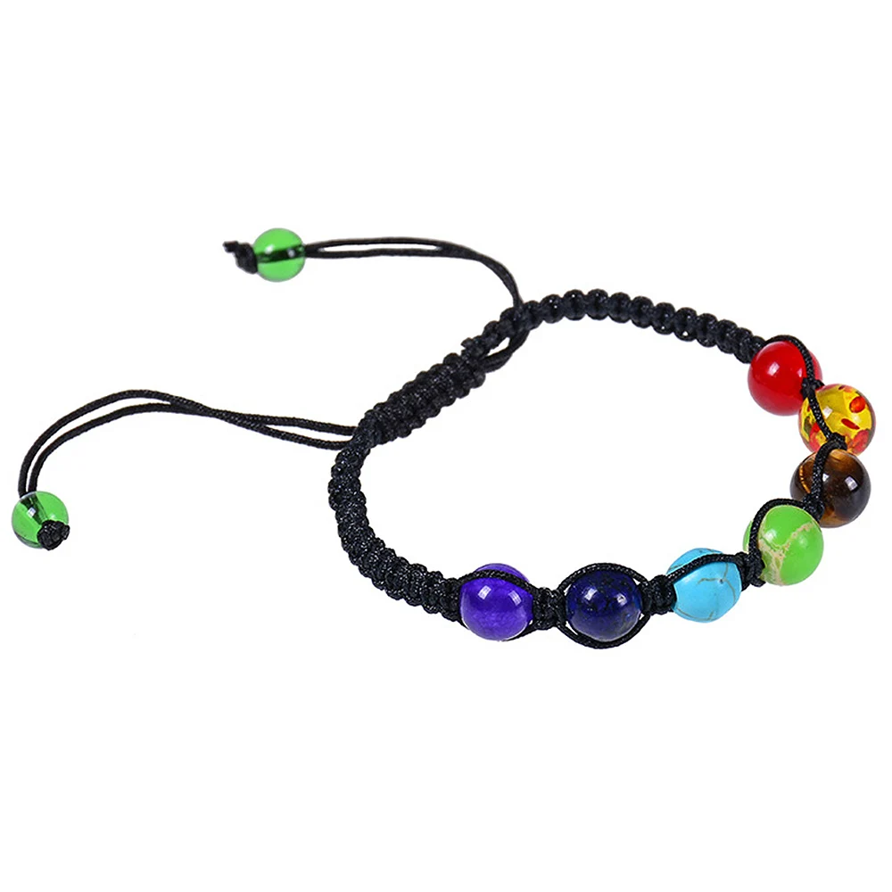 Натуральный камень кристалл семицветный Радуга семь чакра браслет баланс бисера