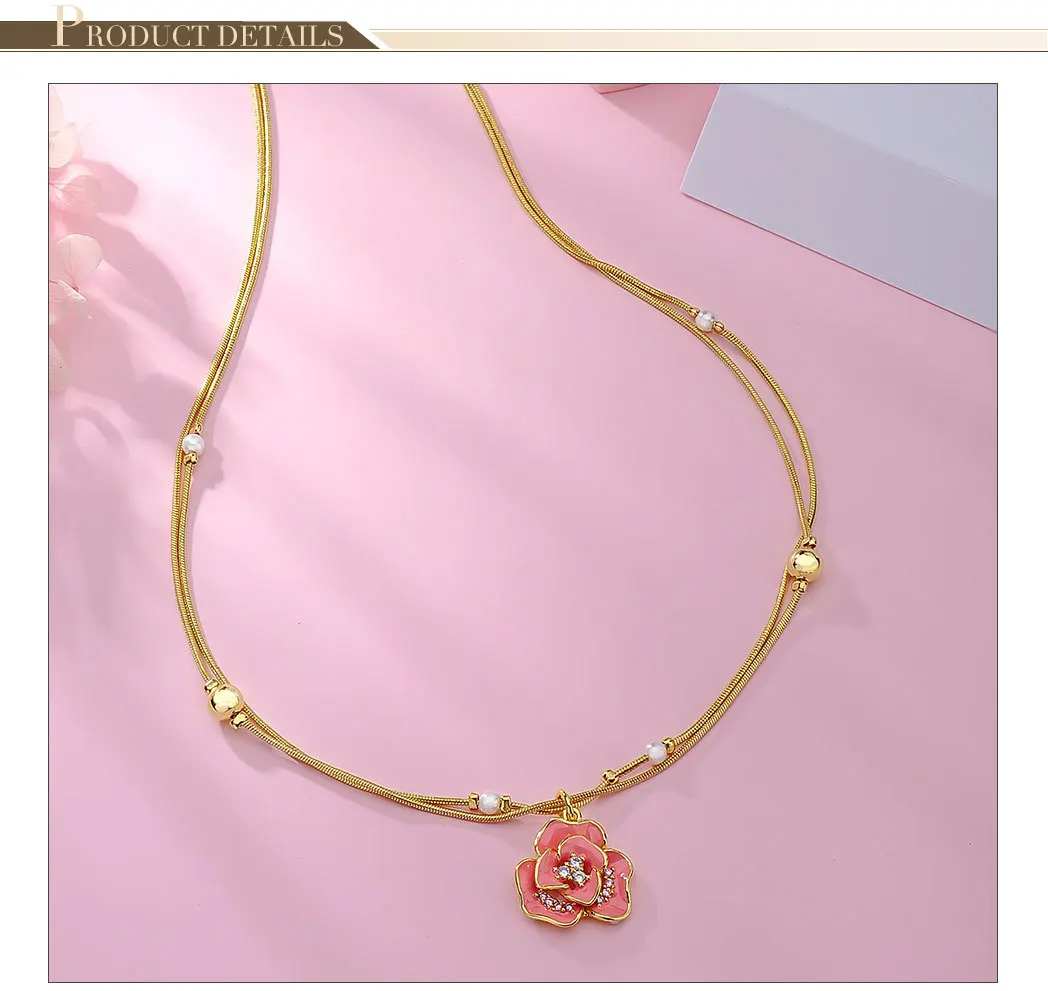 Viennois, розовое ожерелье, набор для женщин, роза, Чокеры золотой цвет, ожерелье s, горный хрусталь, кристалл, браслет, Свадебная вечеринка, ювелирное изделие