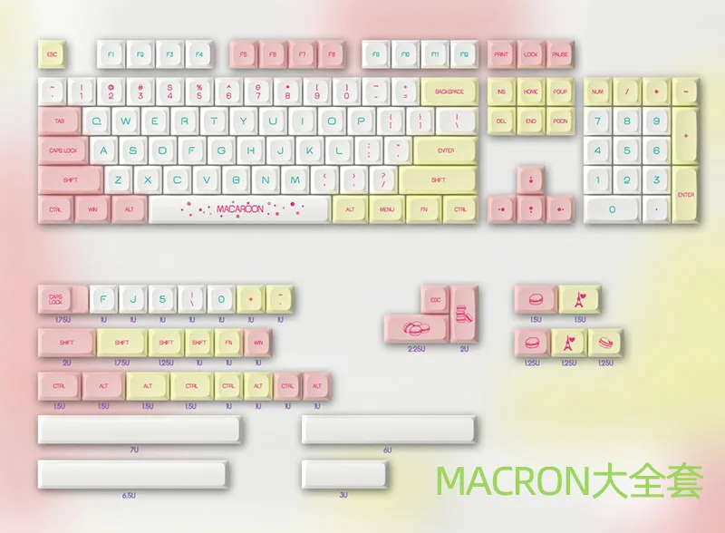 BGKC XDA Macaron Тепловая Сублимация красителя, ФБТ DSA keycap для проводной USB механической клавиатуры Cherry MX switch keycaps