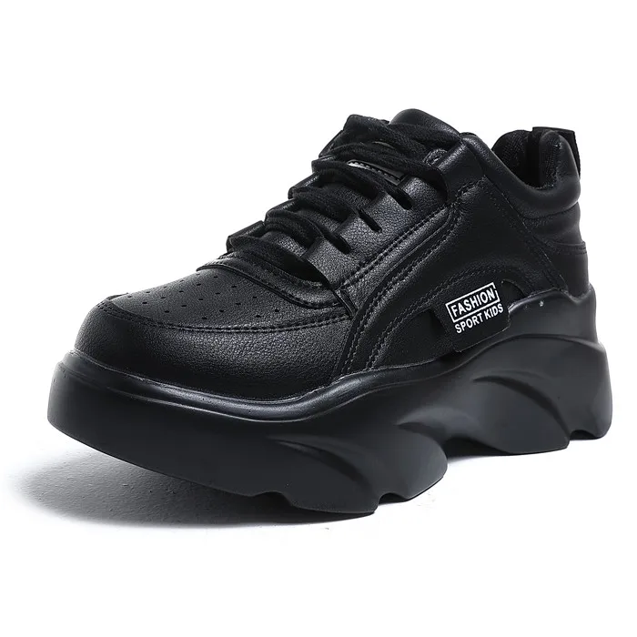 13 Black CAILASTE/; женские кроссовки на платформе; обувь на высоком каблуке с круглым носком; повседневная обувь на шнуровке; женская Ультралегкая обувь в стиле Харадзюку - Цвет: 13 Black