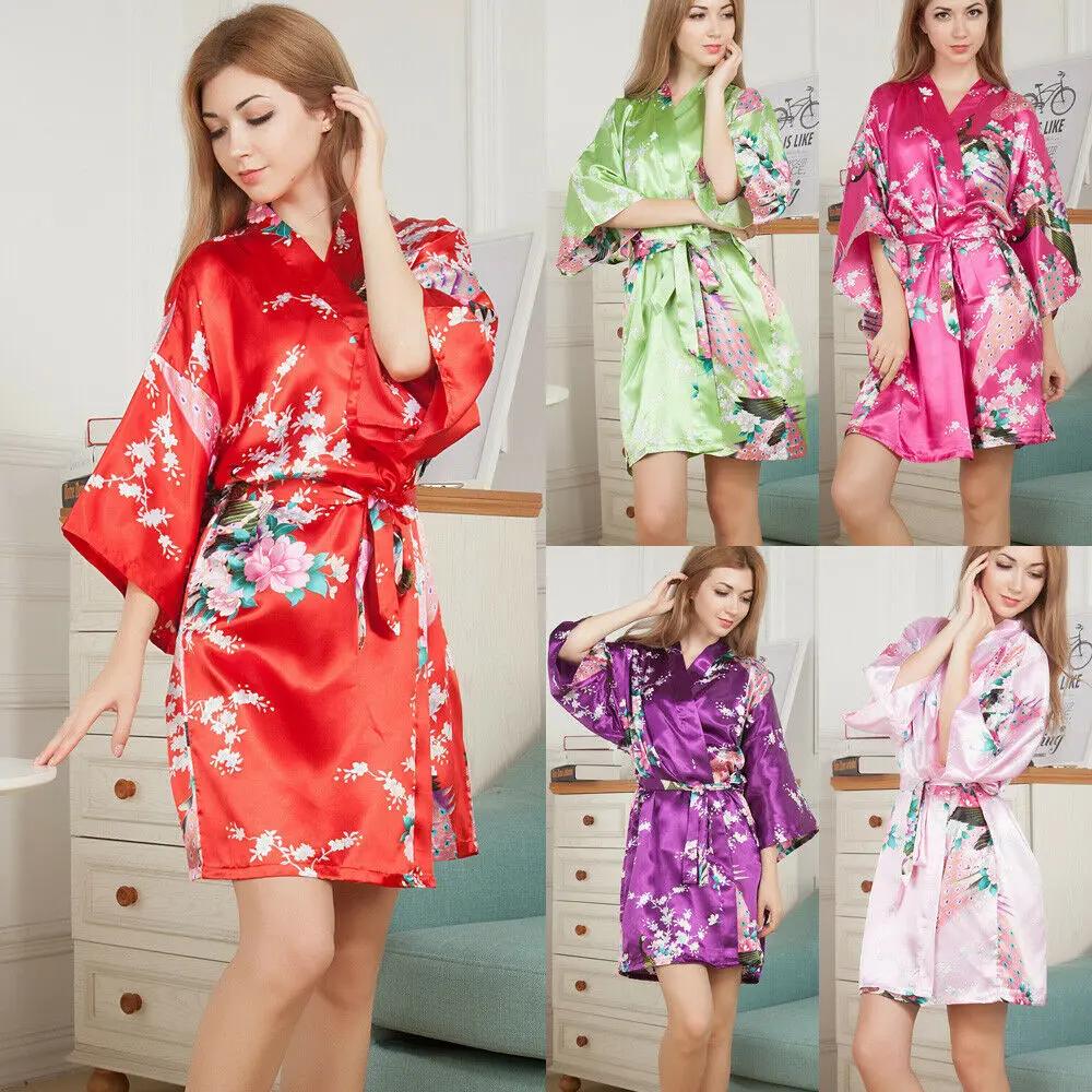 Модное женское платье для сна с цветочным поясом весеннее мягкое гладкое кимоно