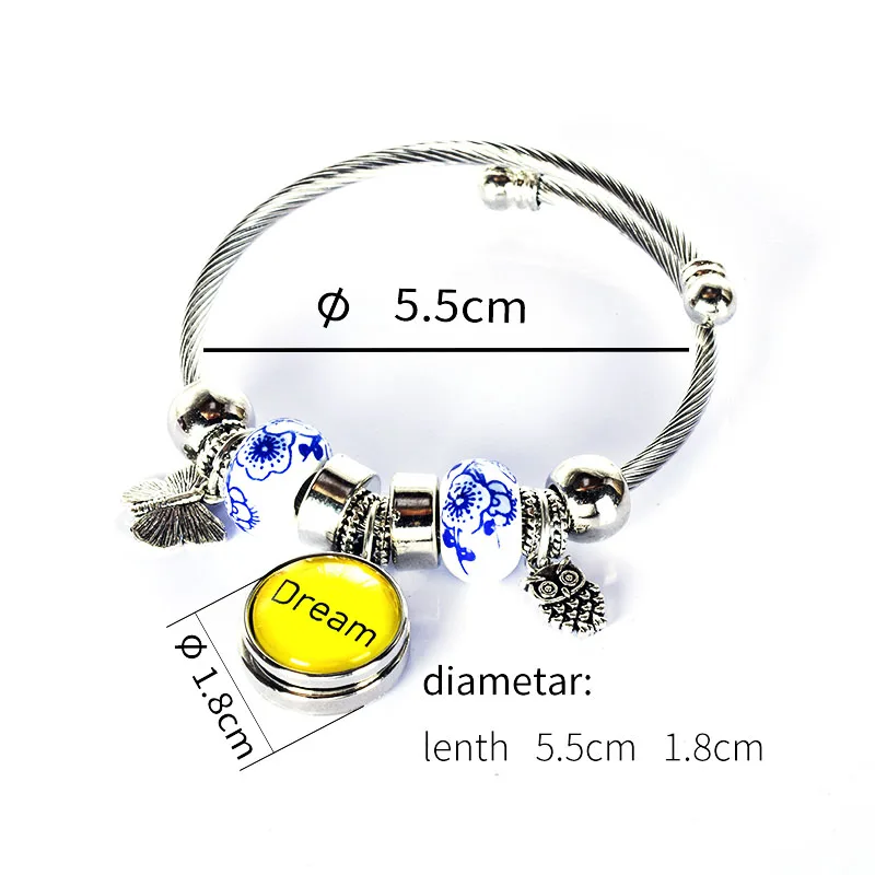 Женский браслет на запястье из нержавеющей стали с круглыми кнопками и буквенным