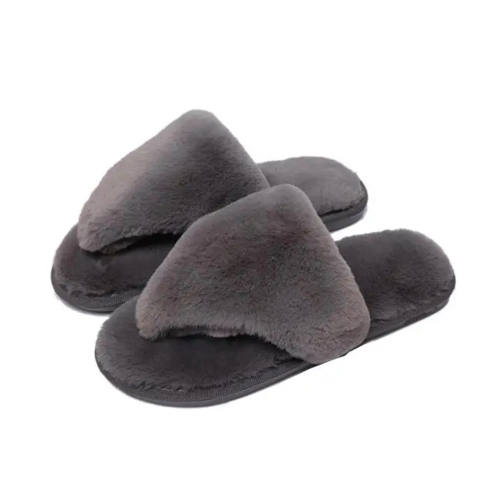Women Slippers Winter Shoes Flat Sweet Slippers Woman Indoor Shoes Fur Warm Soft Slip On Black Pink Grey Female Slipper dd055