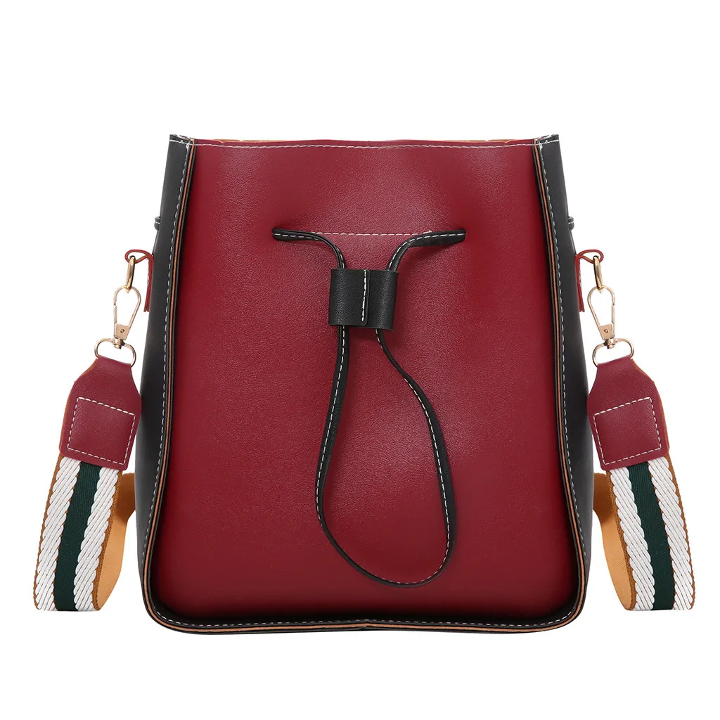 Сумка ведро Aelicy женская из искусственной кожи с цветной строчкой 2019|Сумки