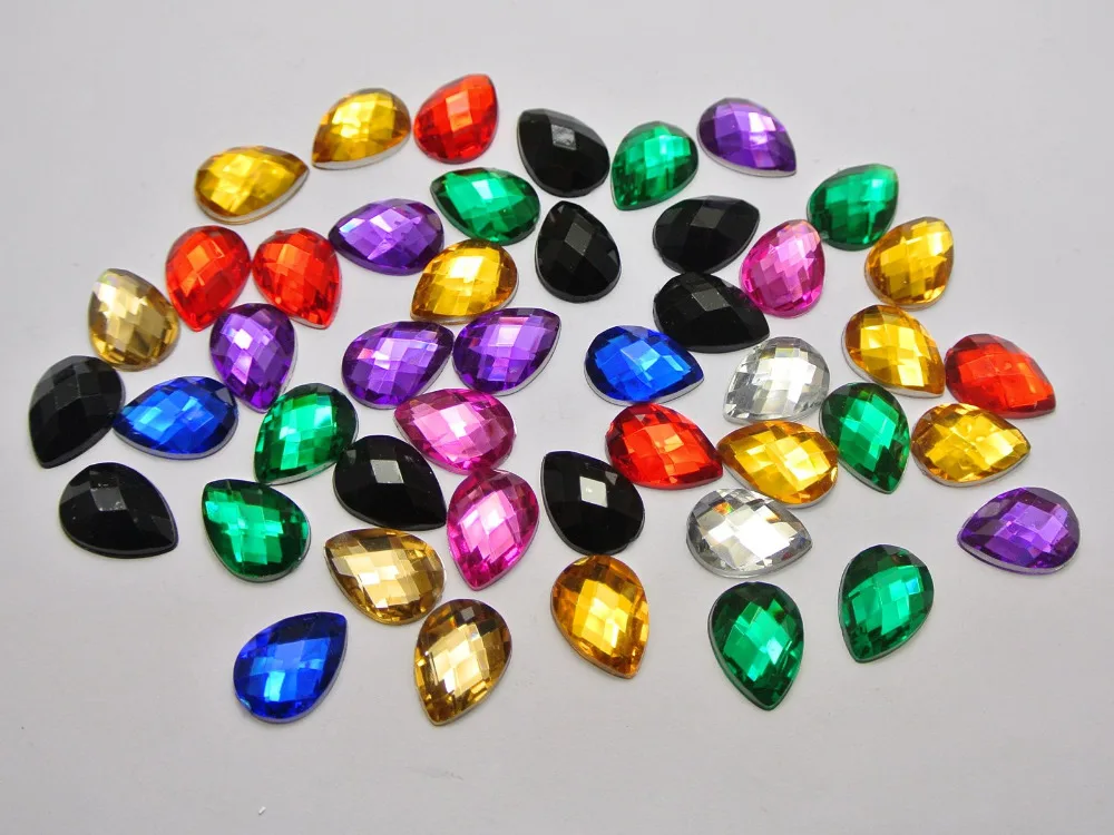 200 смешанных цветов акриловые стразы с плоской задней частью каплевидные камни