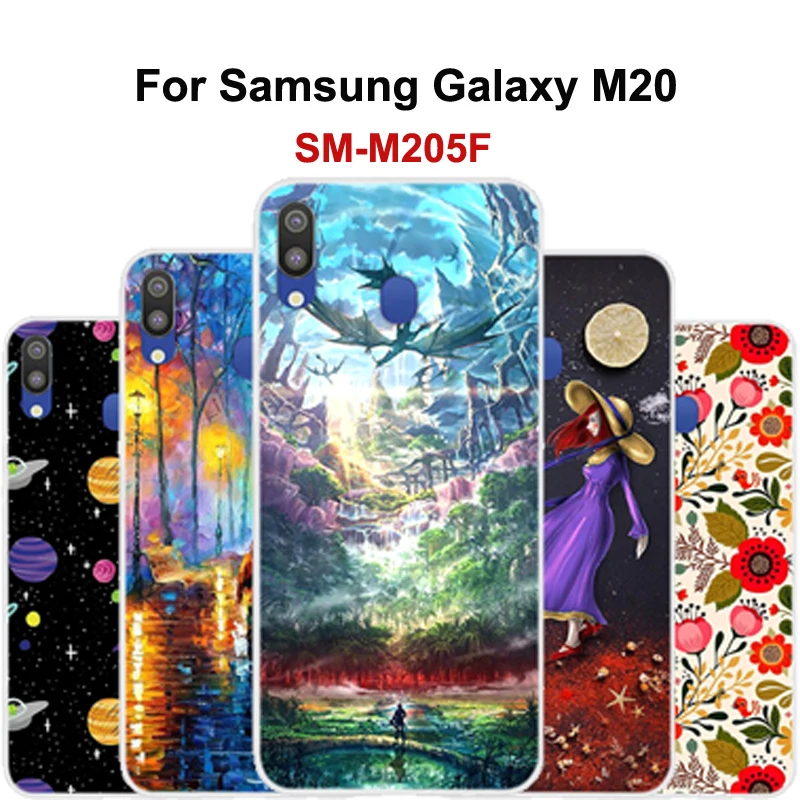 Чехлы для Samsung Galaxy M20 чехлы с мультяшным рисунком прозрачный чехол мягкий