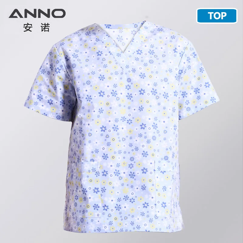 XiaoHuaYu-Top ANNO 5XL размера плюс медицинская одежда мультфильм собака униформа для кормления медицинская одежда стоматологическая клиника больница рабочая одежда хирургический костюм - Цвет: XiaoHuaYu-Top