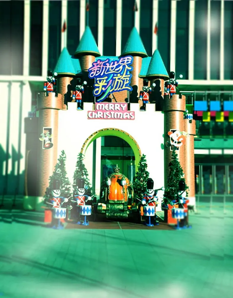 

5x7ft Merry Christmas Cartoon Castle Photography Backdrops Photo Props Studio Background