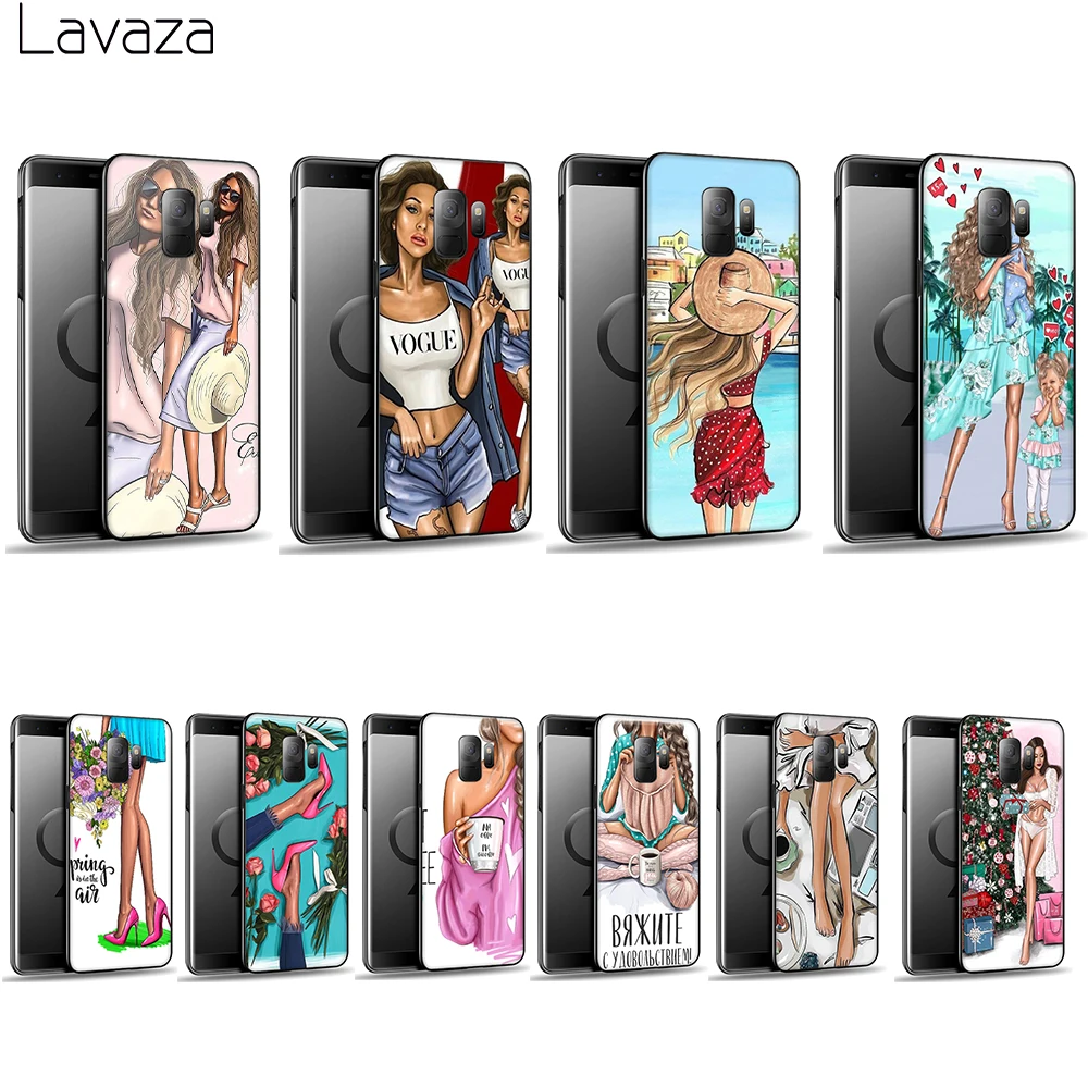Мягкий чехол Lavaza для мамы и дочки с коричневыми волосами Galaxy A3 A5 2016 2017 A6 plus A7 A8 A9 J6