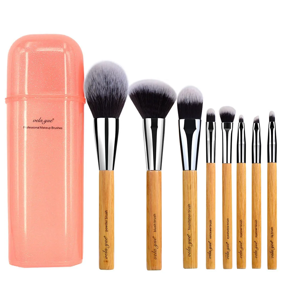8pcs With Case Профессиональный набор кистей для макияжа мягкие веганских материалов из искусственных волос, косметичка для путешествий, кисти для макияжа, набор инструментов с Чехол - Handle Color: 8pcs With Case