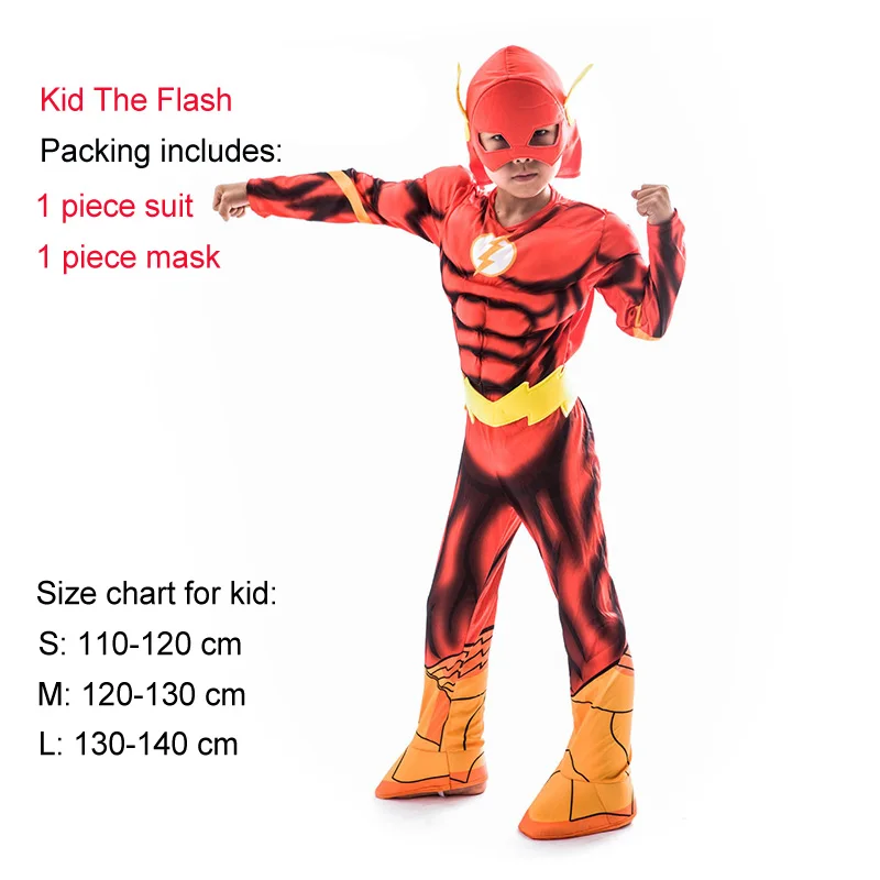 Kid the flash Костюм Пурим на Хэллоуин, костюм Человека-паука, Бэтмена, СУПЕРМЕНА для мальчиков, Детский карнавальный костюм супергероя, Мстители, одежда для костюмированной вечеринки - Цвет: Kid the flash