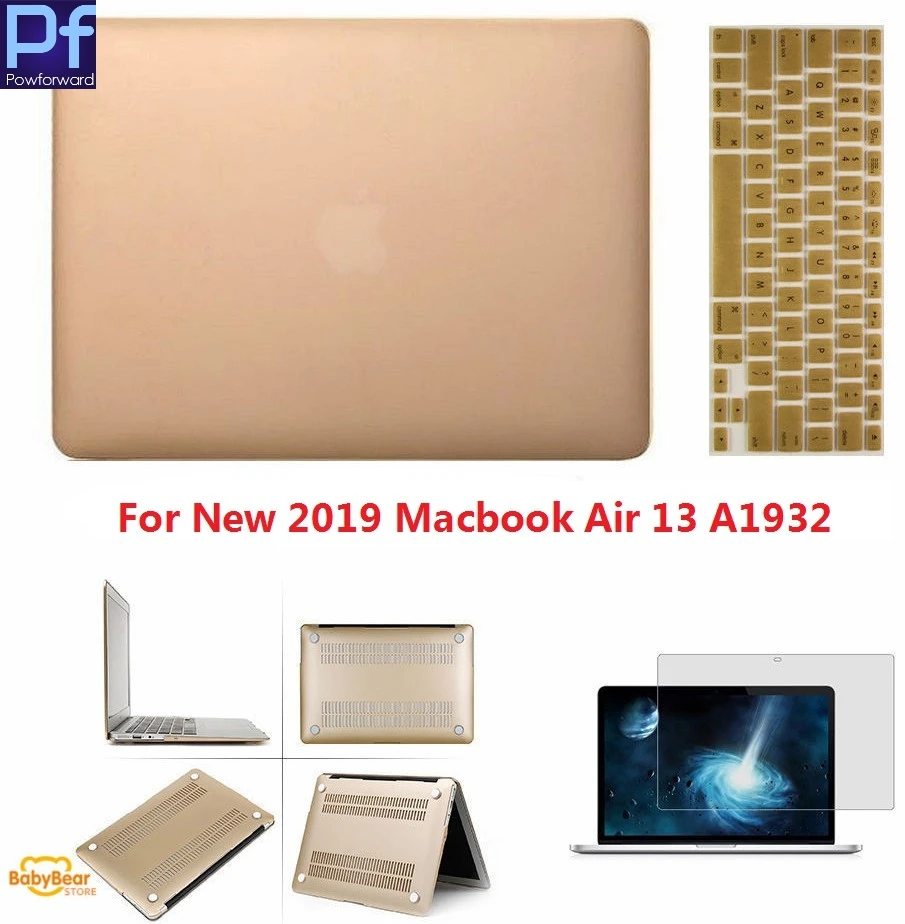 2019 Air 13 A1932 Новинка 3 в 1 золотой Жесткий Защитный матовый чехол+ Защита клавиатуры+ ЖК-пленка для Macbook Pro retina 13 15 для Macbook Air 11 13 - Цвет: 2019 Air 13 A1932
