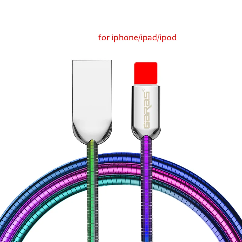 GARAS градиентный металлический пружинный USB кабель Micro usb/type C быстрое зарядное устройство кабель для передачи данных для Xiaomi/huawei/samsung USB-C/USB type-C кабель - Цвет: for iphone-ipad-ipod