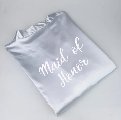 silver ro maid honor C& Fung, новинка, халат для невесты, подружки невесты, с белыми черными буквами, для мамы, сестры невесты, свадебный подарок, халат, кимоно, атласные халаты - Цвет: silver ro maid honor