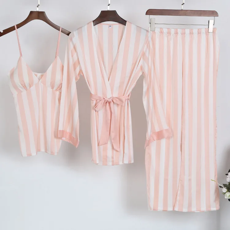 Модный весенний халат комплекты для сна Женский комплект из 3 предметов топ на