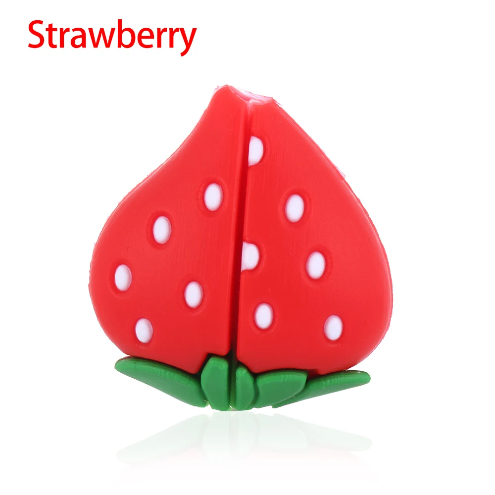 Strawberry 1 шт. мягкий милый мультяшный фруктовый кабель для зарядки телефона, защитный шнур для передачи данных, чехол для смартфона, аксессуары для провода для пиццы/лимона/киви - Цвет: Strawberry