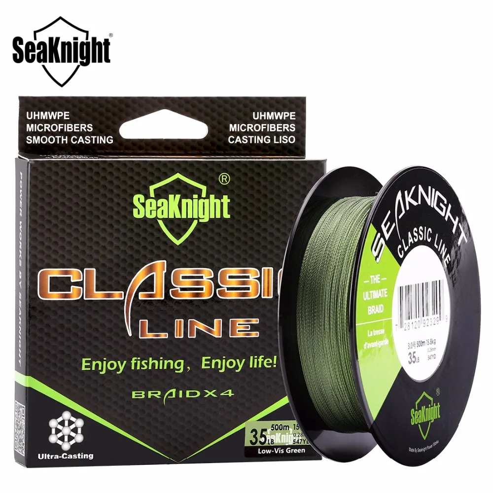 

SeaKnight Classic 500M 546YDS Braided Fishing Line 4 Strands 4 Weaves Strong Multifilament PE Lines 6LB - 80LB Carp Fishing Line