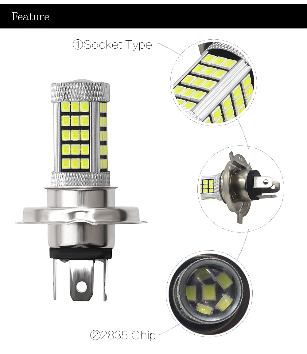1 шт. яркий Автомобильный светодиодный H4 H7 66 Smd 2835 белый противотуманной фары DRL головной светильник Авто дневные ходовые огни светильник 12V
