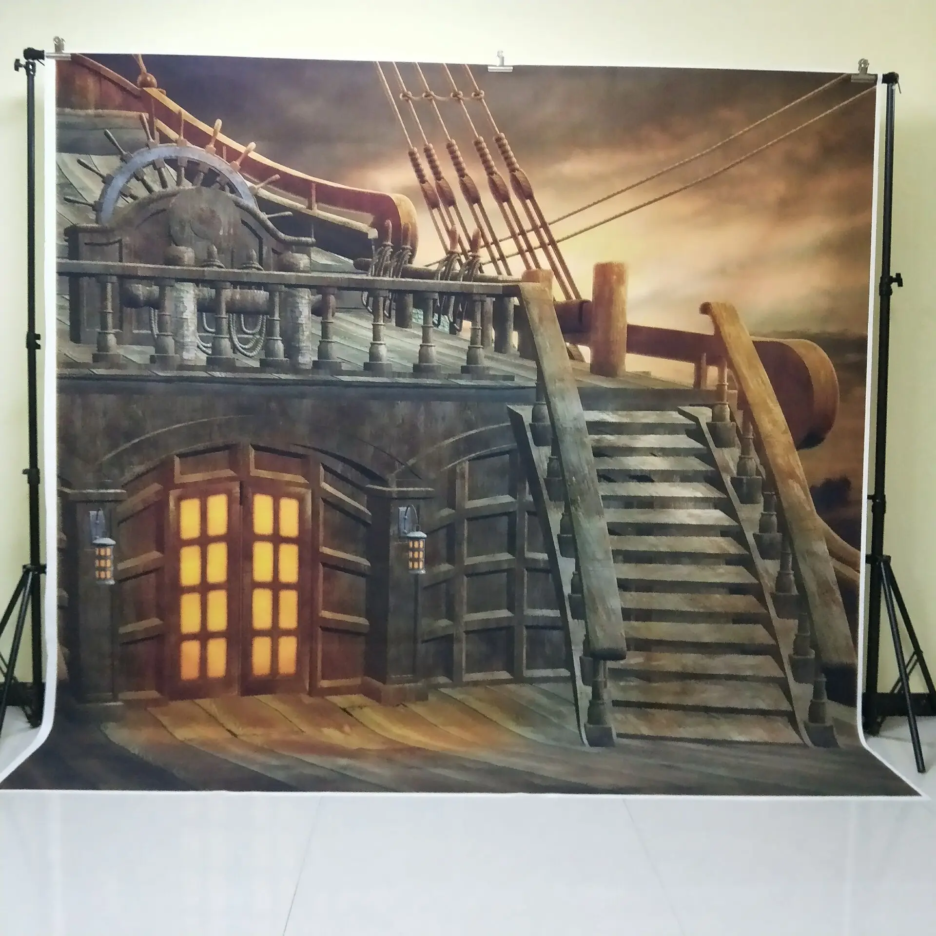 HUAYI 8x8ft бесшовные Ретро пиратский корабль фон фоны для фотосъемки в свадебном