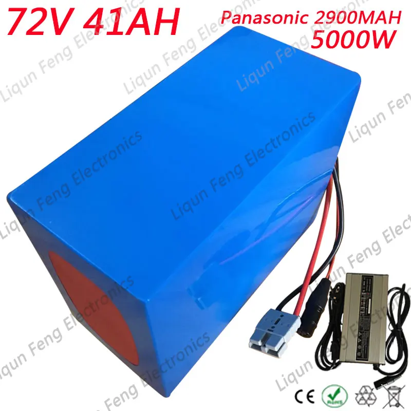 72V 40AH E-аккумулятор для электровелосипеда использовать Panasonic 2900MAH элемент литиевой батареи для 72V 3000W 5000W 7000W контроллер+ 5AH зарядное устройство