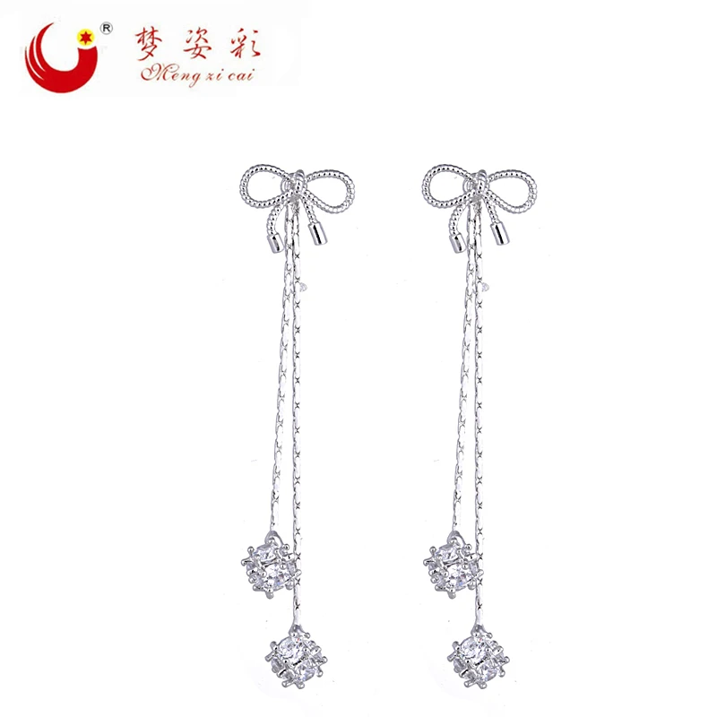 Женские Висячие серьги MZC новые модные украшения с длинным бантом большие