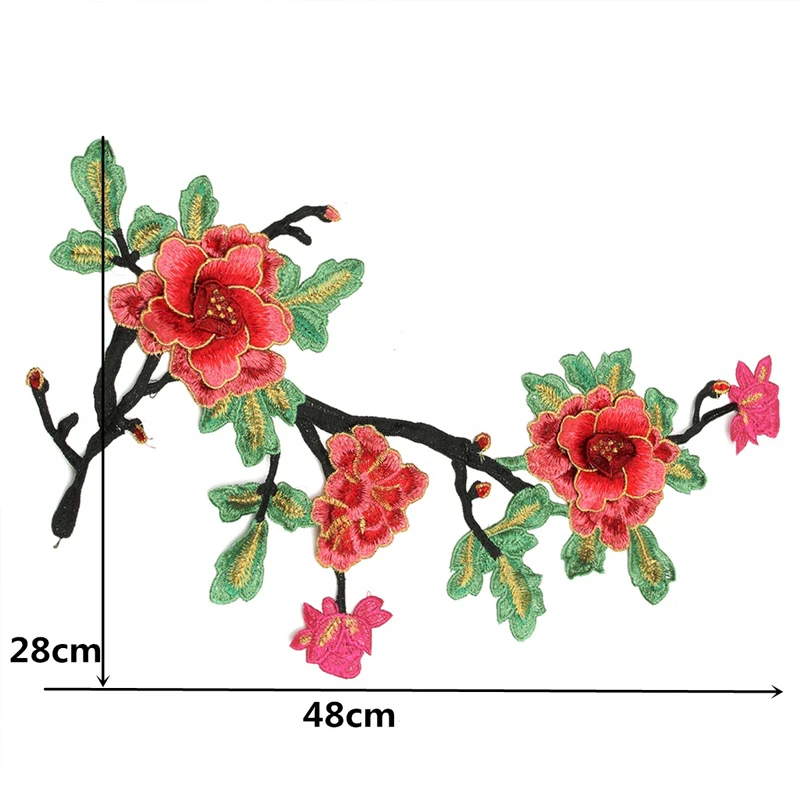 3D розовый цветок пиона вышитая аппликация для одежды нашивки Ципао ручная работа