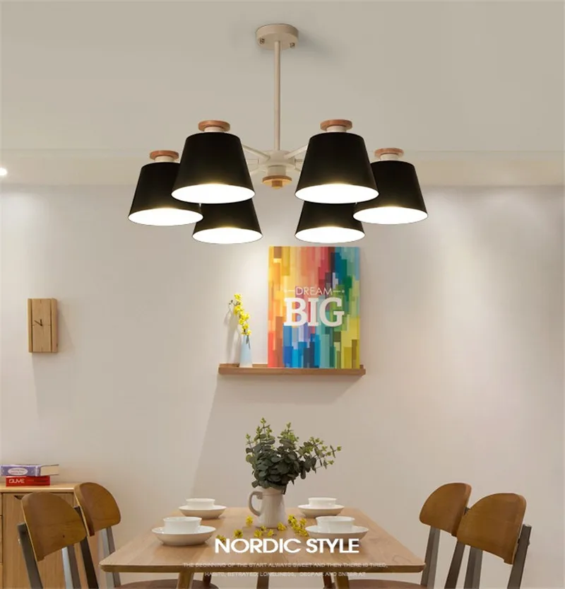 Люстра подвесная в скандинавском стиле современная деревянная Металлическая