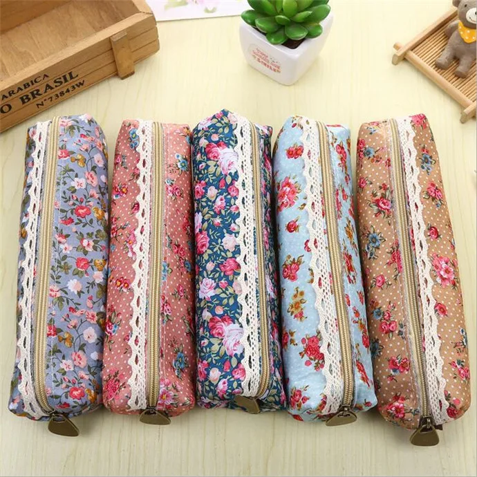 Mixed colors 20 шт./партия, модная мини-Цветочная кружевная форма карандаша в стиле ретро, косметическая сумка для макияжа, кошелек на молнии - Цвет: Mixed colors