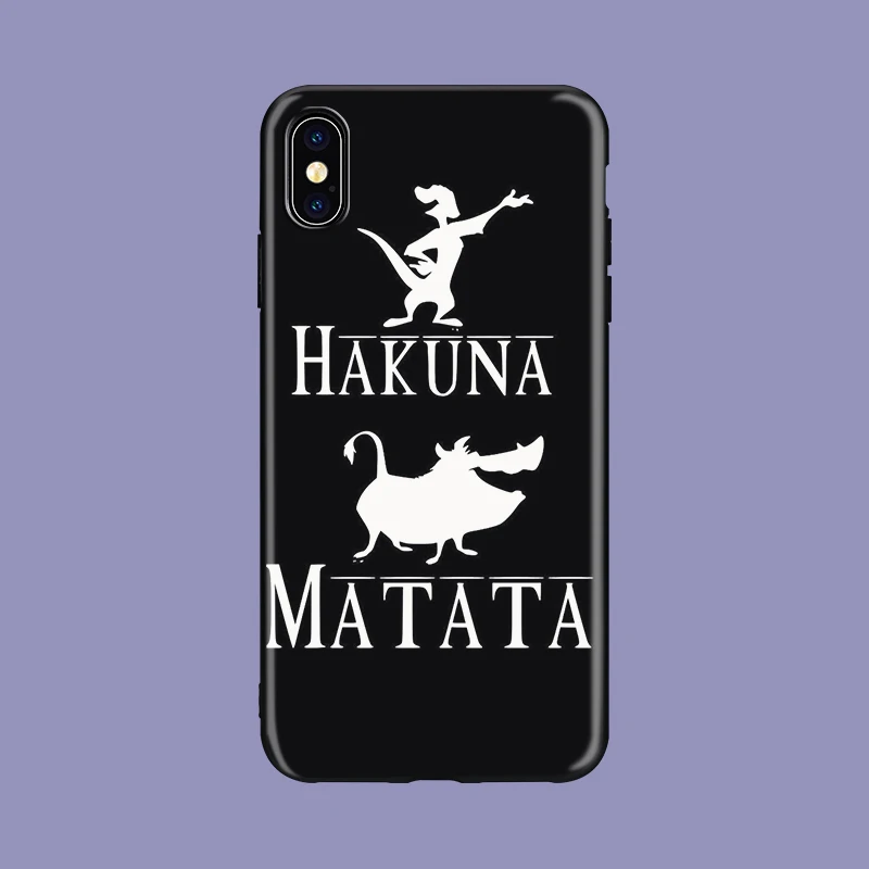 Hakuna Matata Король Лев Пумба Тимон мягкий силиконовый черный чехол для телефона для iPhone11 pro 5 5S se 6 6s 7 8 plus X Xs XR max