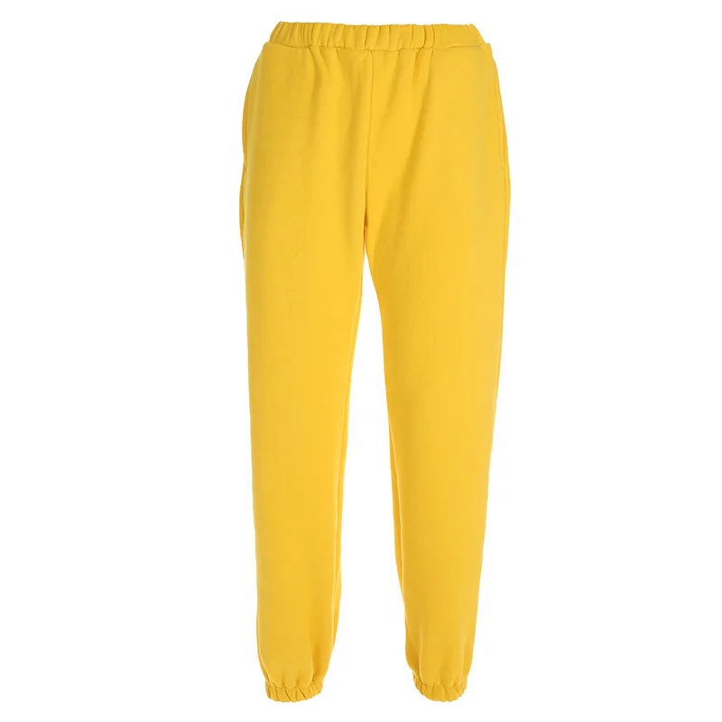 yellow Зимние флисовые шаровары, уличная одежда, спортивные штаны, брюки-карго, женские Теплые повседневные Черные джоггеры, женские свободные Слаксы с высокой талией - Цвет: yellow