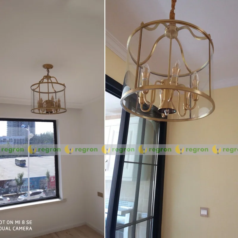 Гардеробная винтажная Золотая Латунная лампа Luz Медные подвесные светильники