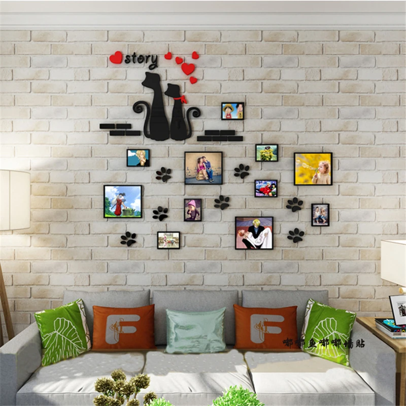 Фоторамки с изображением кошачьих следов для всей семьи DIY акриловые настенные
