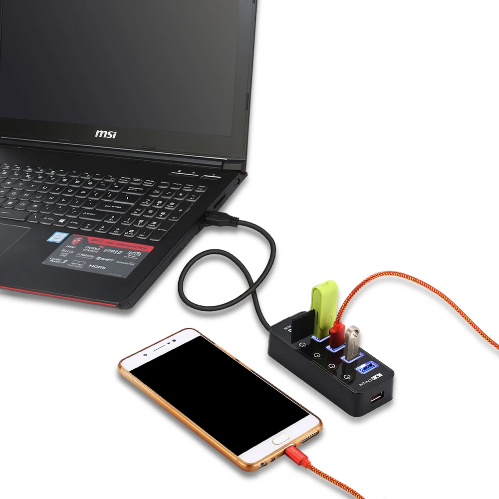 Atolla usb 3,0 концентратор с адаптером питания, 4+ 1 передачи данных и зарядки многопортовый, высокоскоростной 5 Гбит/с USB разветвитель для MacBook Air