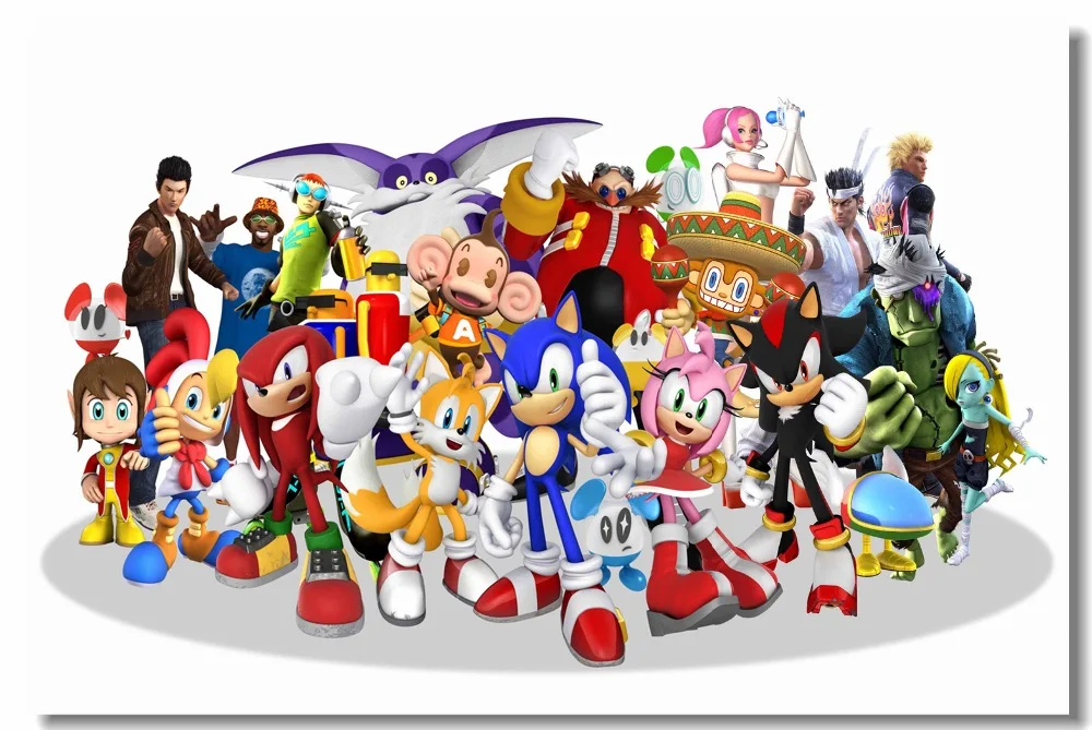 Пользовательские холст настенные наклейки Sonic плакат с ежом Super Smash Bros обои