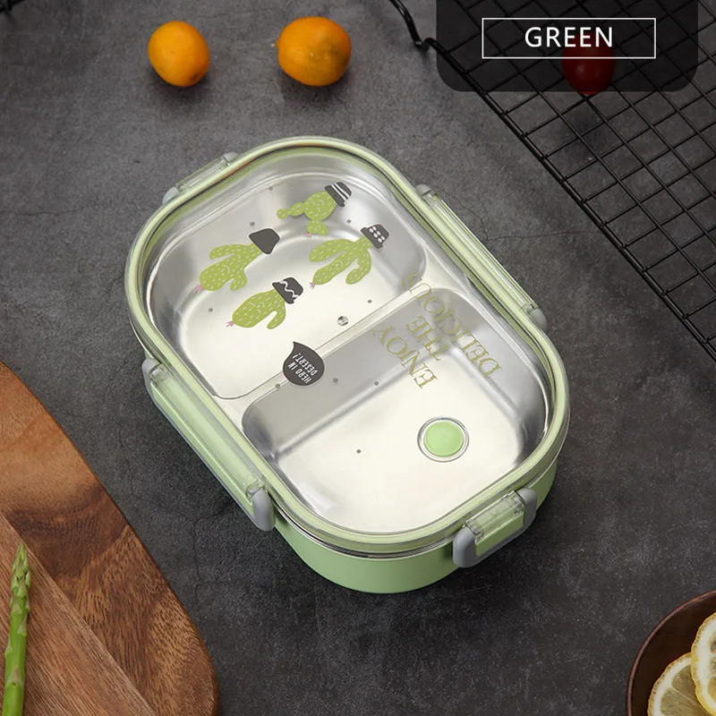 1 Layer Green Японский картонный Ланч-бокс VandHome из нержавеющей стали 304, детский контейнер для хранения еды, герметичный Ланч-бокс Bento - Цвет: 1 Layer Green