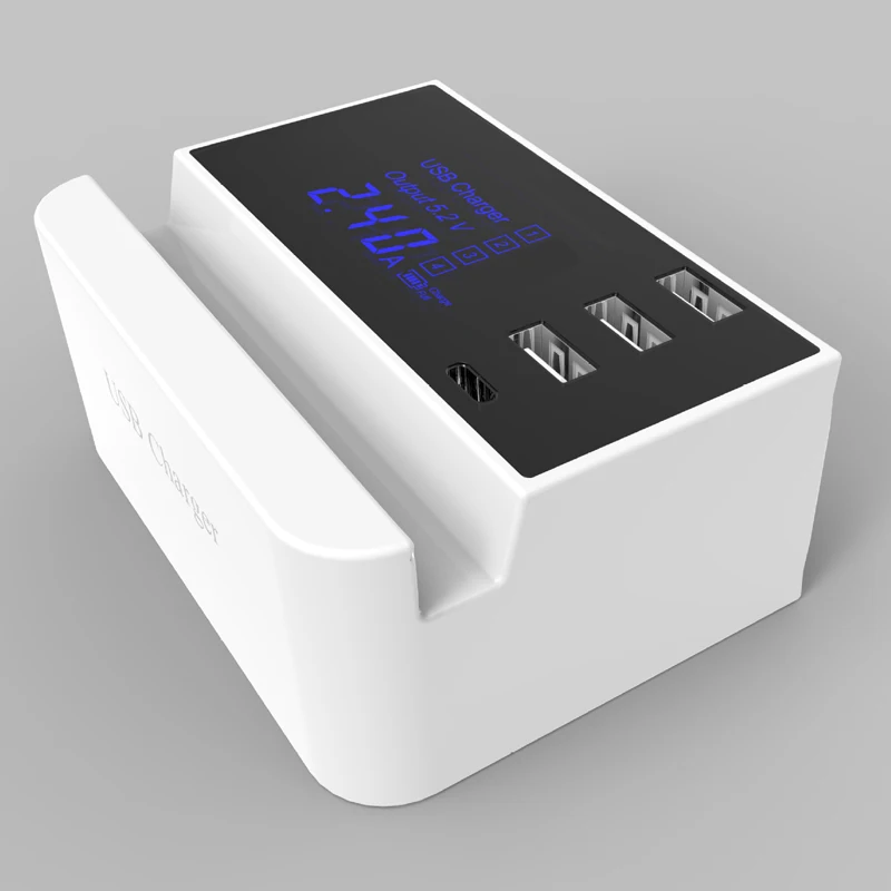 Зарядная Станция со светодиодным дисплеем адаптер для зарядки 4 USB-порта