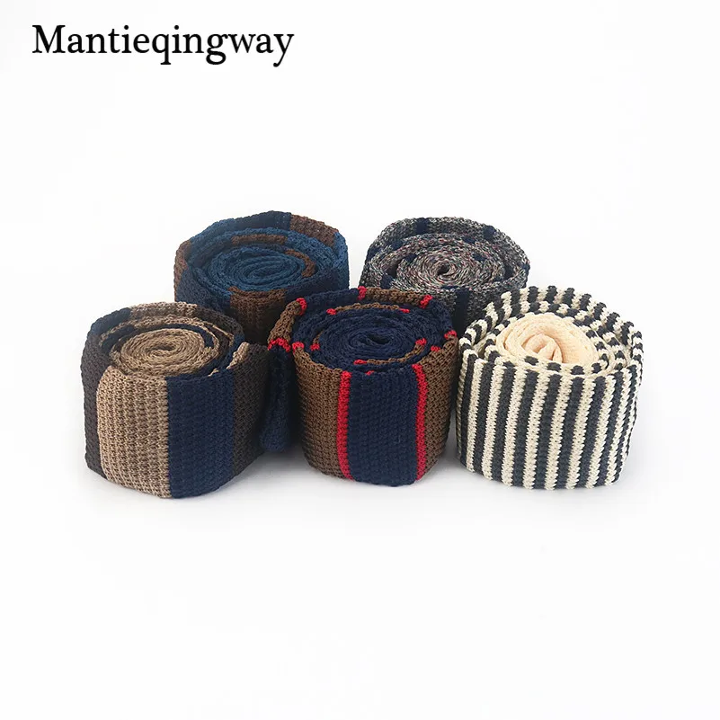 Мужские галстуки в полоску Mantieqingway 7 см для свадьбы корейский мужской вязаный