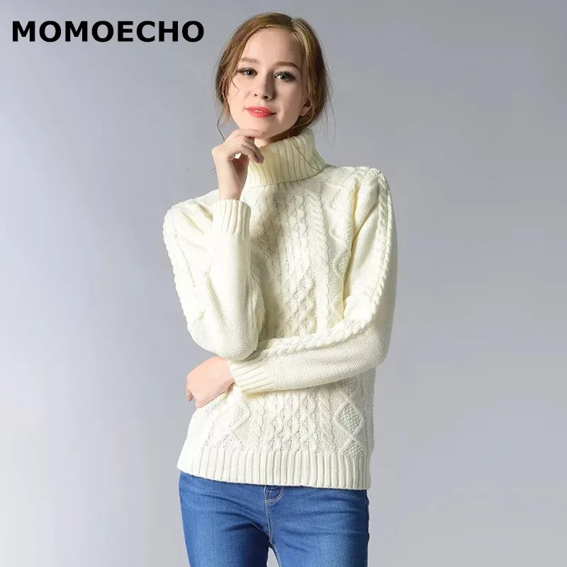 MOMOECHO 2018 Новый осень-зима Для женщин вязаные свитера пуловеры водолазка с длинным