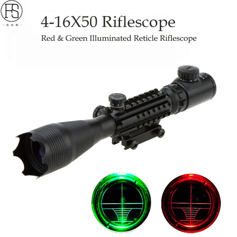 

Прицел снайперский 4-16x50 с красной и зеленой подсветкой, профессиональный лазерный прицел для охотничьей винтовки, страйкбола