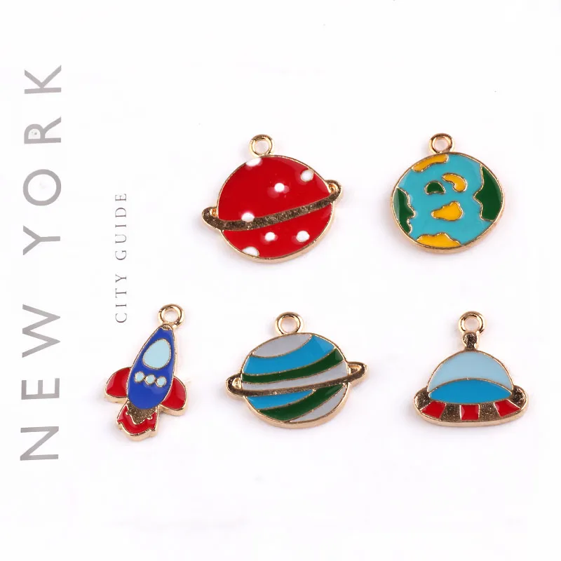 Корень 10 шт./упак. Университет земля ракета спутник НЛО Эмаль Подвески для DIY