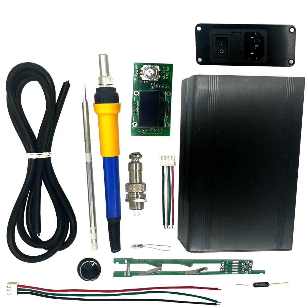 QUICKO паяльная станция DIY наборы/STC T12 OLED цифровой контроллер температуры/T12-907 ручка Meatal чехол с T12-K паяльник