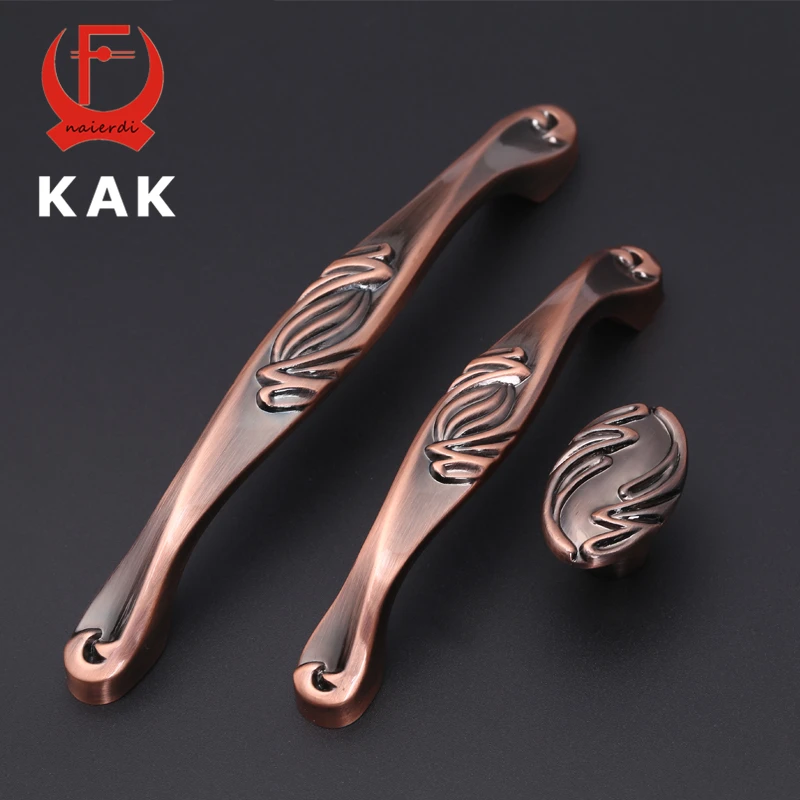 KAK 5 шт красные бронзовые винтажные ручки кухонные античные для шкафа дверные